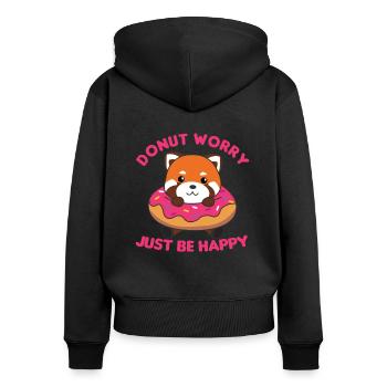 Mignon panda roux drôles d’animaux en rose beignet - Sweat à capuche zippé Premium bio Femme - noir - Dos - Julia (174cm)