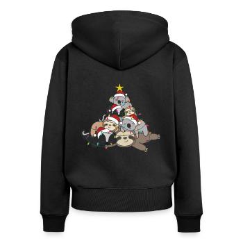 Sloth Koala Skunk Arbre de Noël Noël - Sweat à capuche zippé Premium bio Femme - noir - Dos - Julia (174cm)