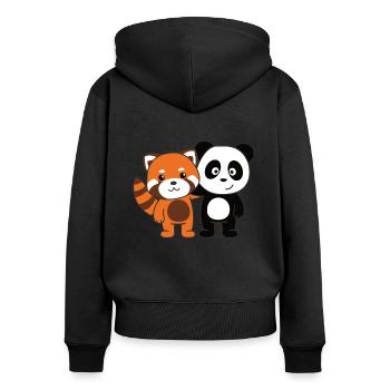 Panda roux avec panda mignon amoureux des animaux pour les enfants - Sweat à capuche zippé Premium bio Femme - noir - Dos - Julia (174cm)