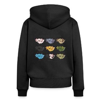 Axolotls aus der Welt süße Tiere Axolotl Arten - Frauen Premium Bio Zip Hoodie - Schwarz - Hinten - Julia (174cm)