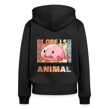 Blobfish Is My Spirit Animal - funny blobfish - Women's Premium Organic Zip Hoodie - black - Back - Julia (174cm)