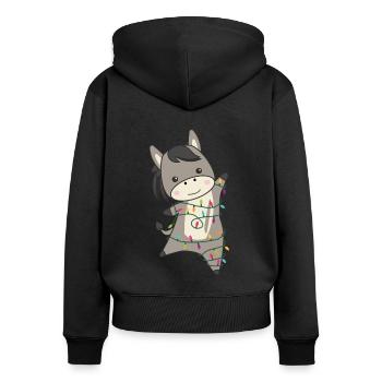 Donkeys Christmas Donkeys Winter Animals - Women's Premium Organic Zip Hoodie - black - Back - Julia (174cm)