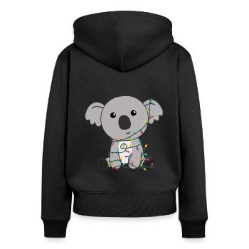 Koala Noël Neige Hiver Animaux Koalas - Sweat à capuche zippé Premium bio Femme - noir - Dos - Julia (174cm)