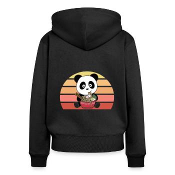 Ramen Nouilles japonaises Sweet Panda mange Ramen - Sweat à capuche zippé Premium bio Femme - noir - Dos - Julia (174cm)
