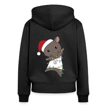 Tapir Noël Tapir Animaux d’hiver - Sweat à capuche zippé Premium bio Femme - noir - Dos - Julia (174cm)