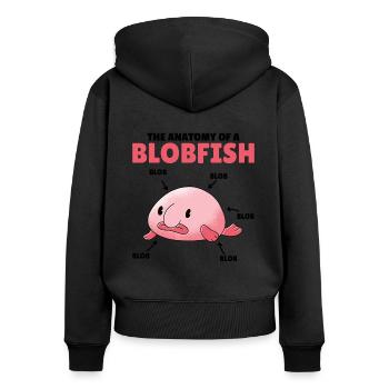 Blobfish Explanation Anatomy of an Blobfish - Women's Premium Organic Zip Hoodie - black - Back - Julia (174cm)