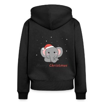 Éléphant Noël Neige Animaux d’hiver Éléphants - Sweat à capuche zippé Premium bio Femme - noir - Dos - Julia (174cm)