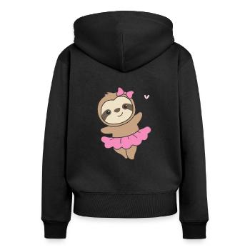 Les paresseux dansent le ballet mignons paresseux dansent - Sweat à capuche zippé Premium bio Femme - noir - Dos - Julia (174cm)
