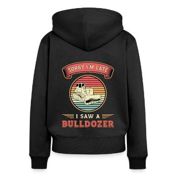 Planierraupe Bagger Bulldozer Bauarbeiter Geschenk - Frauen Premium Bio Zip Hoodie - Schwarz - Hinten - Julia (174cm)