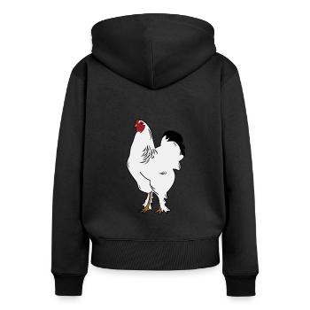 Brahma Rooster Chicken Funny Farmer Chicken - Women's Premium Organic Zip Hoodie - black - Back - Julia (174cm)