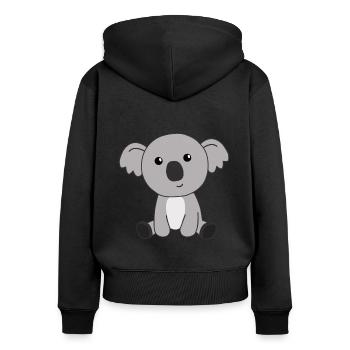 Koala mignon animaux mignons pour les enfants mignons - Sweat à capuche zippé Premium bio Femme - noir - Dos - Julia (174cm)