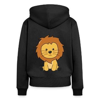 Lion mignon animaux pour les enfants Roi Lion - Sweat à capuche zippé Premium bio Femme - noir - Dos - Julia (174cm)