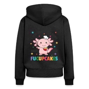 Je viens de vous faire cuire un peu de fermeture des fucupcakes axolotl - Sweat à capuche zippé Premium bio Femme - noir - Dos - Julia (174cm)