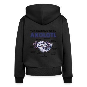 Mosaik Axolotl Erklärung Anatomy of an Axolotl - Frauen Premium Bio Zip Hoodie - Schwarz - Hinten - Julia (174cm)