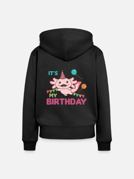 Axolotl souhaite son anniversaire mignon Axolotls - Sweat à capuche zippé Premium bio Femme - noir