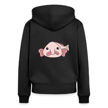 funny blobfish ugly animals blobfish - Women's Premium Organic Zip Hoodie - black - Back - Julia (174cm)