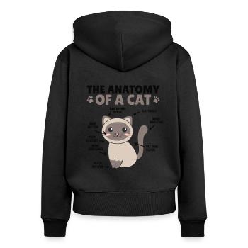the anatomy of a cat Erklärung einer Katze - Frauen Premium Bio Zip Hoodie - Schwarz - Hinten - Julia (174cm)