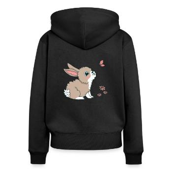 lapin doux à Pâques au printemps lapins - Sweat à capuche zippé Premium bio Femme - noir - Dos - Julia (174cm)