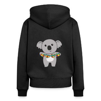 autism awareness month puzzel herz Koala - Frauen Premium Bio Zip Hoodie - Schwarz - Hinten - Julia (174cm)