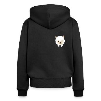 Alpaga en poche mignons alpagas en poche poitrine - Sweat à capuche zippé Premium bio Femme - noir - Dos - Julia (174cm)