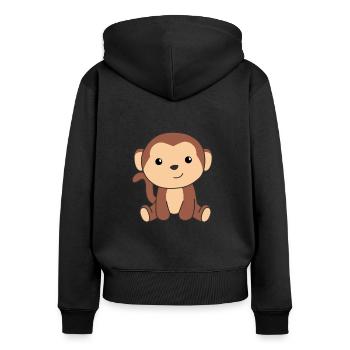 Monkey cute animals in the jungle funny monkeys - Women's Premium Organic Zip Hoodie - black - Back - Julia (174cm)
