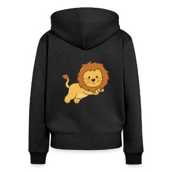 Lion cute animals for children Lion King - Women's Premium Organic Zip Hoodie - black - Back - Julia (174cm)