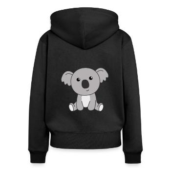 Koala mignon animaux mignons pour les enfants mignons - Sweat à capuche zippé Premium bio Femme - noir - Dos - Julia (174cm)
