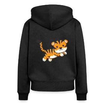 Tiger big cat cute animals for children - Women's Premium Organic Zip Hoodie - black - Back - Julia (174cm)