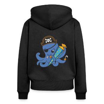 Pirate Octopus School School Children School Bag - Sweat à capuche zippé Premium bio Femme - noir - Dos - Julia (174cm)