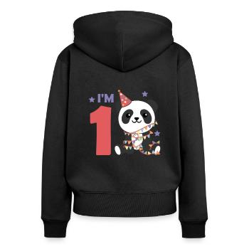 Panda pour le premier anniversaire pour les enfants de 1 an - Sweat à capuche zippé Premium bio Femme - noir - Dos - Julia (174cm)