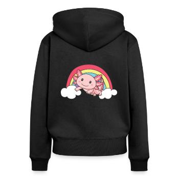 Rainbow axolotl sweet axolotl for children - Women's Premium Organic Zip Hoodie - black - Back - Julia (174cm)