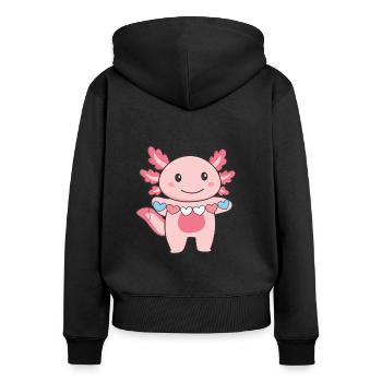 Drapeau transgenre Fierté transgenre LGBTQ Axolotl - Sweat à capuche zippé Premium bio Femme - noir - Dos - Julia (174cm)