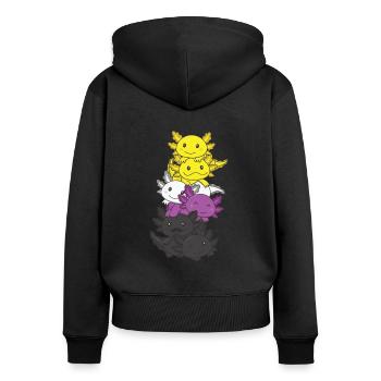 Nonbinary Flag Non Binary Pride LGBTQ Axolotl - Women's Premium Organic Zip Hoodie - black - Back - Julia (174cm)