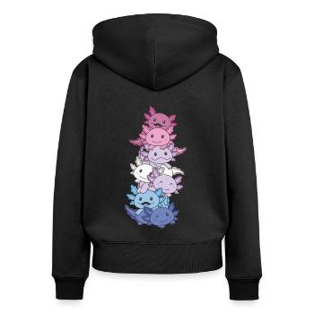 Bigender Flag Bi Pride LGBTQ Axolotl - Sweat à capuche zippé Premium bio Femme - noir - Dos - Julia (174cm)