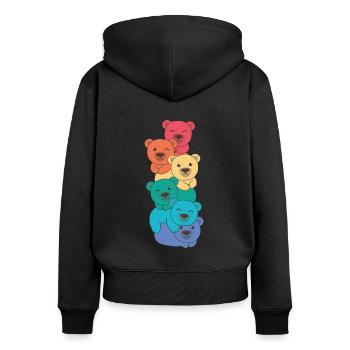 Drapeau arc-en-ciel Gay Pride LGBTQ Ours mignon Ours - Sweat à capuche zippé Premium bio Femme - noir - Dos - Julia (174cm)
