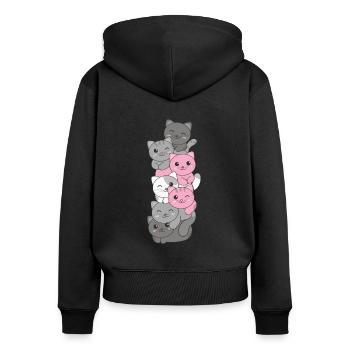 Demigirl Flag cat Pride LGBTQ cute cat - Women's Premium Organic Zip Hoodie - black - Back - Julia (174cm)