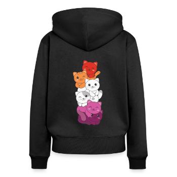 Lesbian Flag Gay Pride LGBTQ Katzen süße Katze - Frauen Premium Bio Zip Hoodie - Schwarz - Hinten - Julia (174cm)
