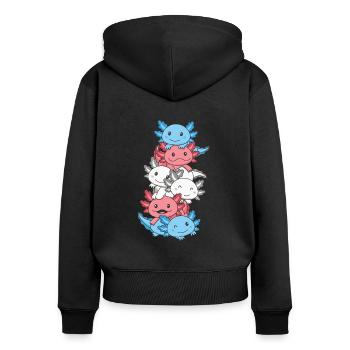 Drapeau transgenre Trans Pride LGBTQ Axolotl - Sweat à capuche zippé Premium bio Femme - noir - Dos - Julia (174cm)