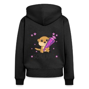 Erdmännchen Schule Einschulung Kita 2021 Schulkind - Frauen Premium Bio Zip Hoodie - Schwarz - Hinten - Julia (174cm)