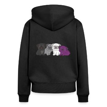 Asexual Flag Pug Pride LGBTQ chiens mignons - Sweat à capuche zippé Premium bio Femme - noir - Dos - Julia (174cm)