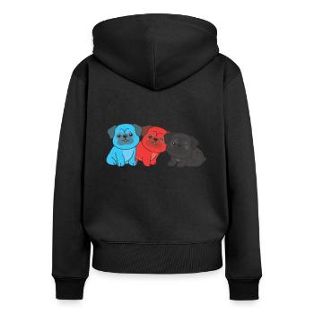 Polyamory Flag Mops Pride LGBTQ süße Hunde - Frauen Premium Bio Zip Hoodie - Schwarz - Hinten - Julia (174cm)