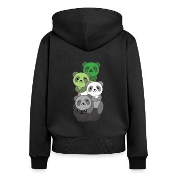 Aromantic Flag Pride LGBTQ süßer Panda Haufen - Frauen Premium Bio Zip Hoodie - Schwarz - Hinten - Julia (174cm)