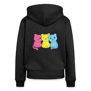 Drapeau pansexuel Fierté pansexuelle LGBTQ chat mignon - Sweat à capuche zippé Premium bio Femme - noir - Dos - Julia (174cm)