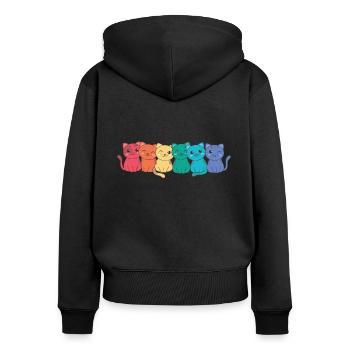 Rainbow Flag Gay Pride LGBTQ Katzen süße Katze - Frauen Premium Bio Zip Hoodie - Schwarz - Hinten - Julia (174cm)