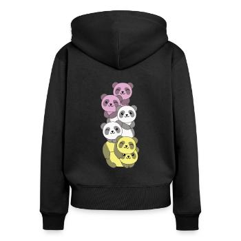 twink Flag Pride LGBTQ süßer Panda Haufen - Frauen Premium Bio Zip Hoodie - Schwarz - Hinten - Julia (174cm)