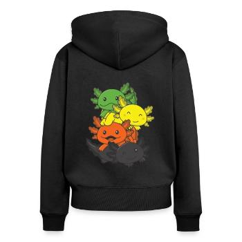 aromantic Flag Gay Pride LGBTQ Axolotl - Frauen Premium Bio Zip Hoodie - Schwarz - Hinten - Julia (174cm)