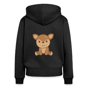 Reh Rehkitz süße Tiere Wald für Kinder - Frauen Premium Bio Zip Hoodie - Schwarz - Hinten - Julia (174cm)