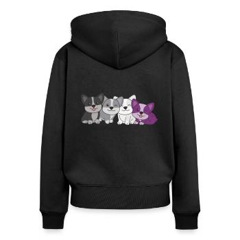 Drapeau asexué Corgi Pride LGBTQ chiens mignons - Sweat à capuche zippé Premium bio Femme - noir - Dos - Julia (174cm)