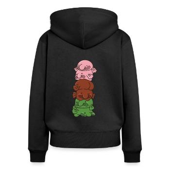 gynosexual flag pride LGBTQ sweet blobfish pile - Women's Premium Organic Zip Hoodie - black - Back - Julia (174cm)