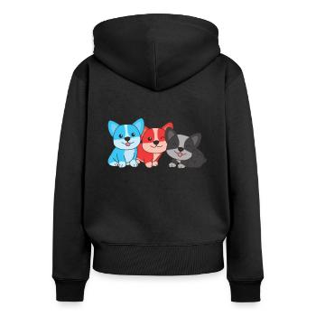 Polyamory Flag Corgi Pride LGBTQ süße Hunde - Frauen Premium Bio Zip Hoodie - Schwarz - Hinten - Julia (174cm)